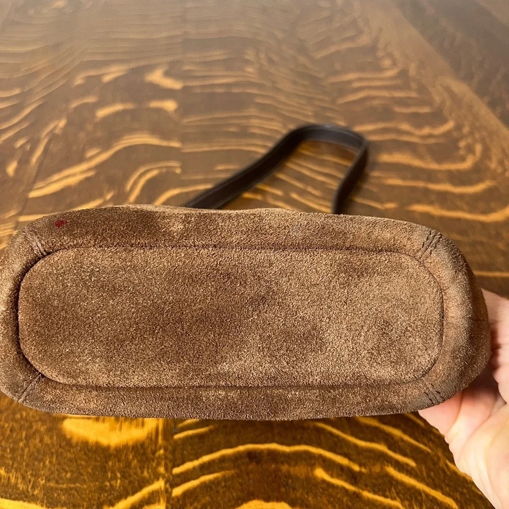 Coach Legacy Hampton Mini Brown Suede Bucket Shoulder Bag